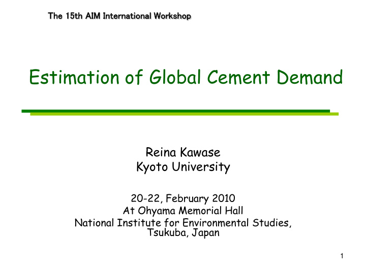 estimation of global cement demand