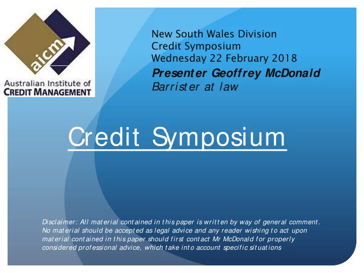 credit s ymposium