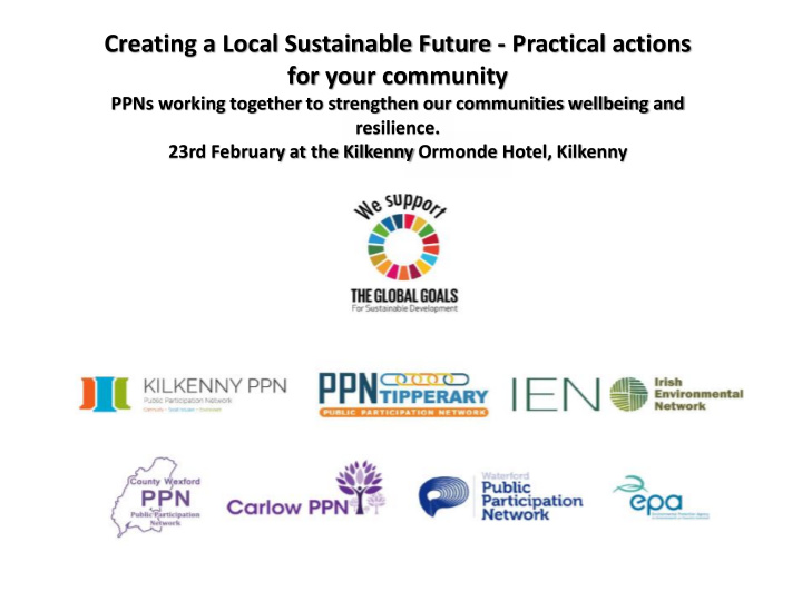 creating a local sustainable future practical actions for