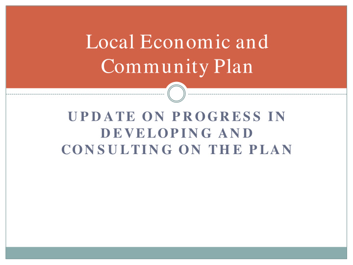 local economic and community plan