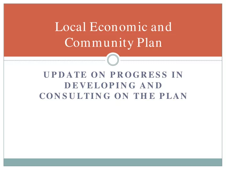 local economic and community plan