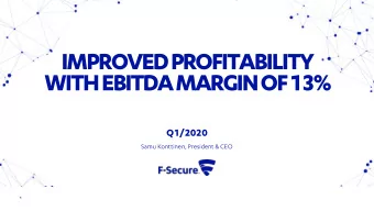 IMPROVED PROFITABILITY  WITH EBITDAMARGIN OF 13%  Q1/2020  Samu Konttinen, President &amp; CEO  1