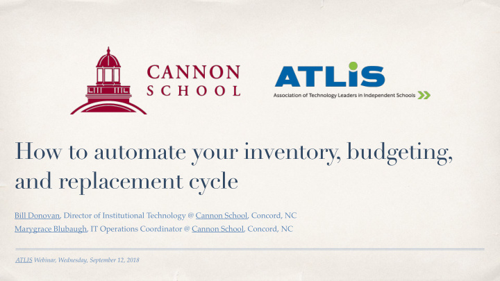 how to automate your inventory budgeting and replacement