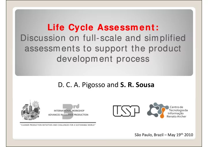 life cycle assessm ent life cycle assessm ent discussion
