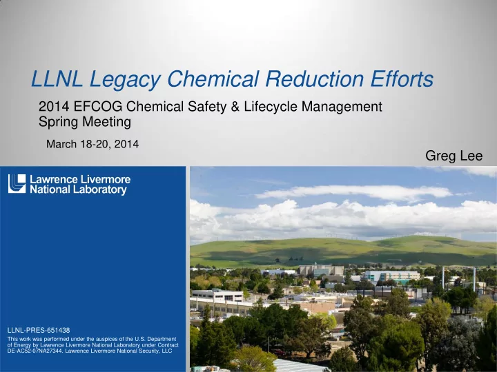 llnl legacy chemical reduction efforts