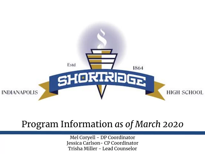 program information as of march 2020