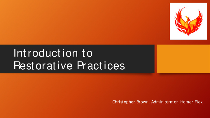 introduction to restorative practices