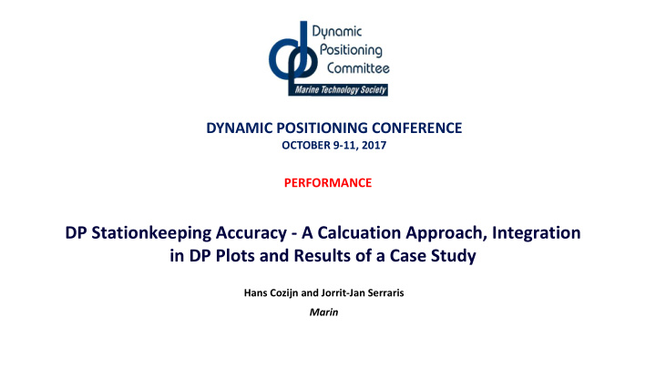 dp stationkeeping accuracy a calcuation approach