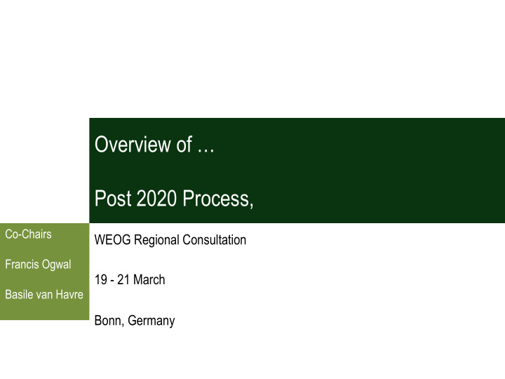 overview of post 2020 process