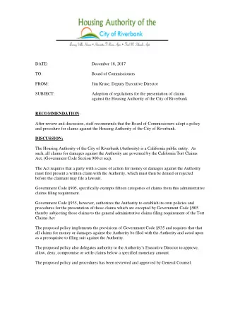 DATE:  December 18, 2017  TO:  Board of Commissioners  FROM:  Jim Kruse, Deputy Executive Director