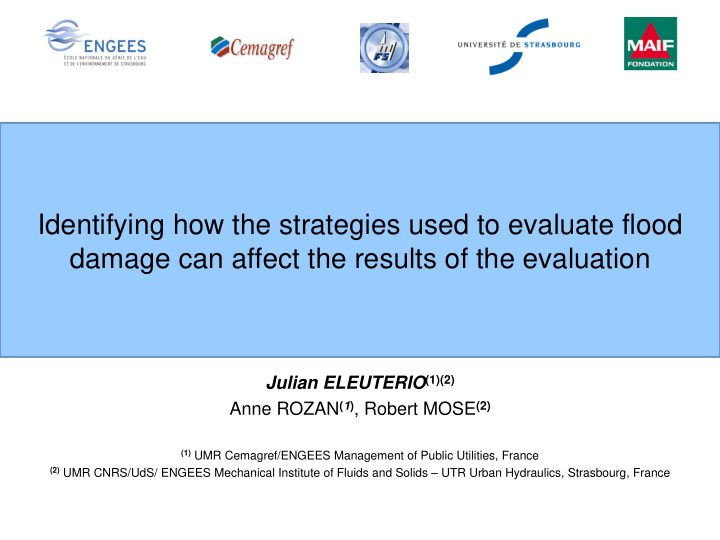 identifying how the strategies used to evaluate flood