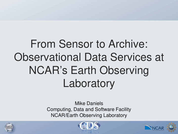 from sensor to archive observational data services at