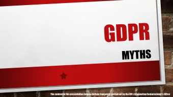 The content in this presentation largely derives from work carried out by the UKs Information