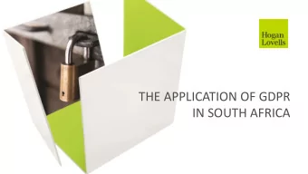THE APPLICATION OF GDPR  IN SOUTH AFRICA  General Data  Protection Regulation  (EU) 2016/679  The