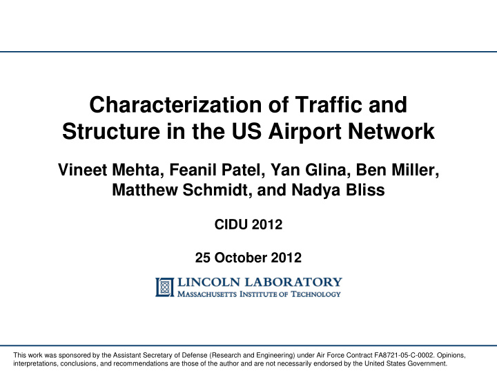 characterization of traffic and