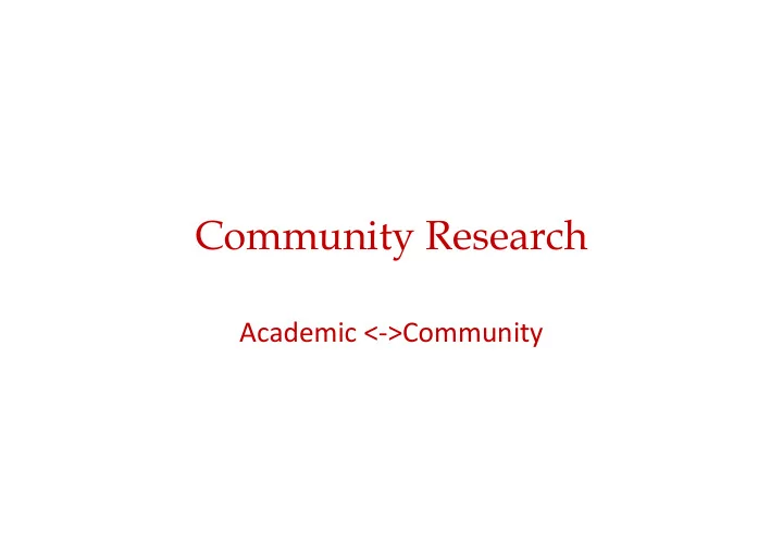 community research