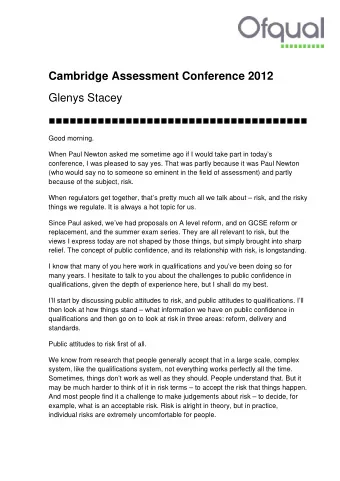 Cambridge Assessment Conference 2012  Glenys Stacey