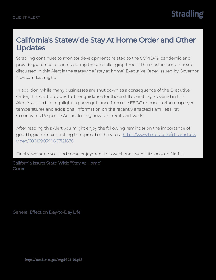 california s statewide stay at home order and other