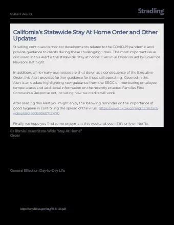 Californias Statewide Stay At Home Order and Other  Californias Statewide Stay At Home Order