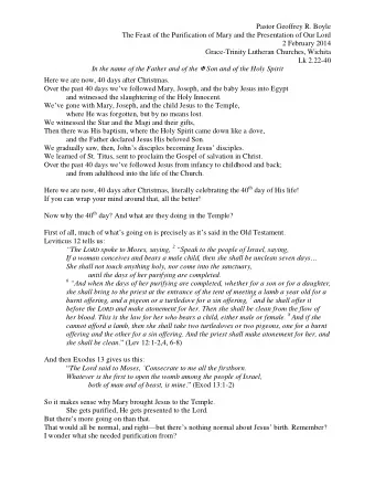 2 And what about in Leviticus where the mother  s not to even touch anything holy  do you