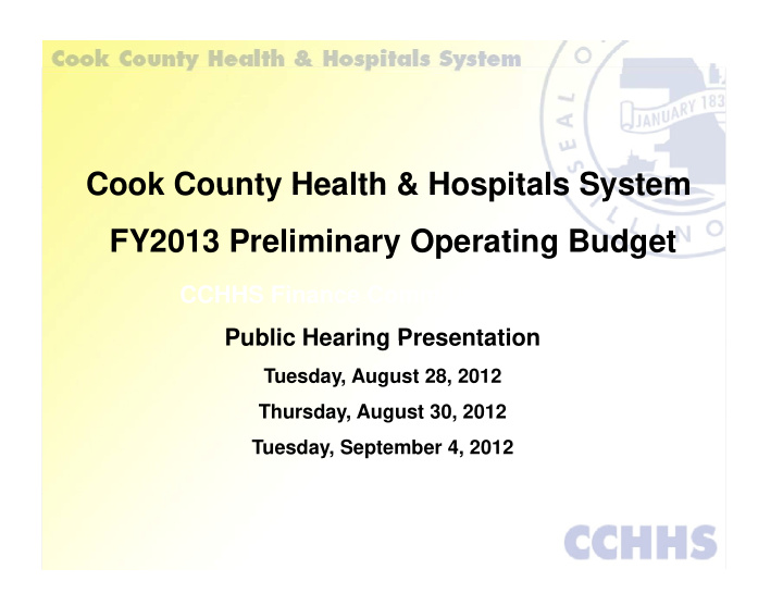 cook county health hospitals system cook county health