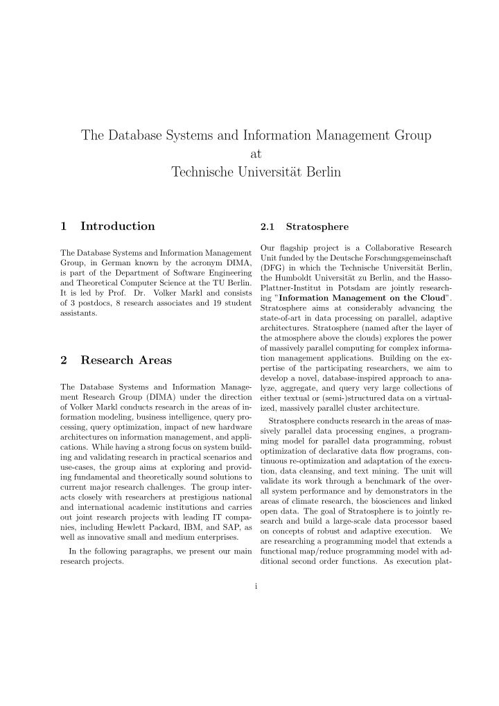 the database systems and information management group at