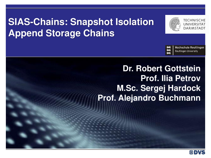 sias chains snapshot isolation append storage chains