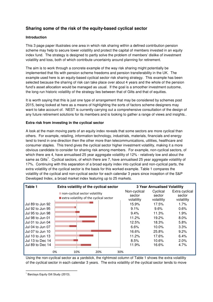 sharing some of the risk of the equity based cyclical