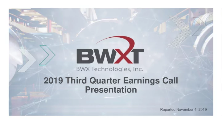 2019 third quarter earnings call