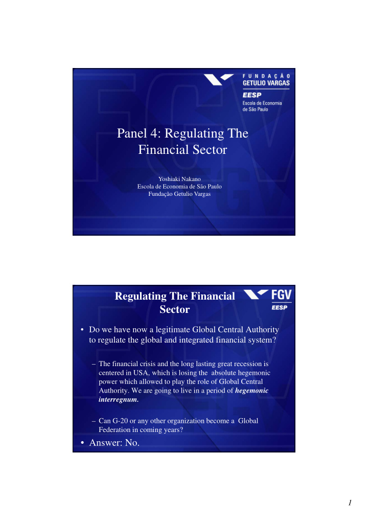 panel 4 regulating the financial sector
