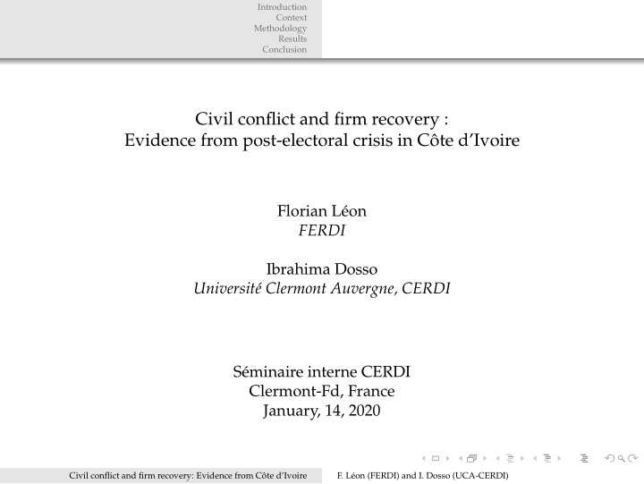 civil conflict and firm recovery evidence from post