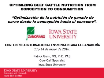 carne desde la concepcin hasta el consumo.  CONFERENCIA INTERNACIONAL ENSMINGER PARA LA