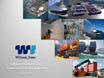 2Q09 and 1H09 Earnings  Conference Call and Webcast  August 2009  Legal Advice This presentation