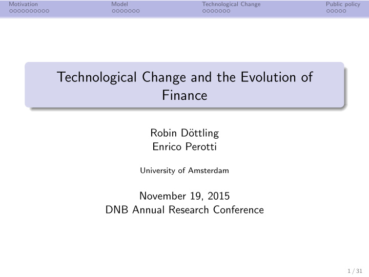 technological change and the evolution of finance