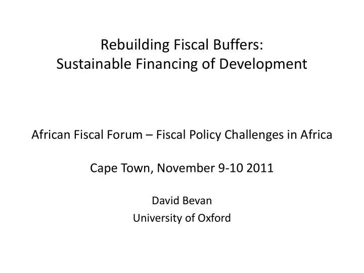 rebuilding fiscal buffers sustainable financing of