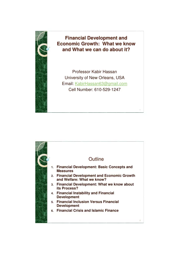 financial development and financial development and