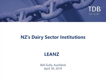 NZs Dairy Sector Institutions  LEANZ  Bell Gully, Auckland  April 30, 2019  Contents  1.  What