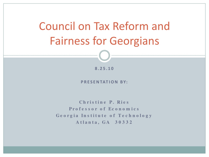 council on tax reform and fairness for georgians