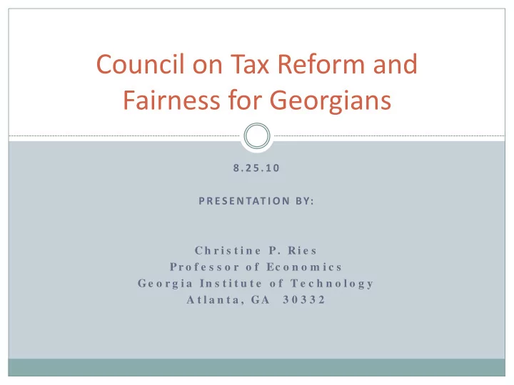 council on tax reform and fairness for georgians