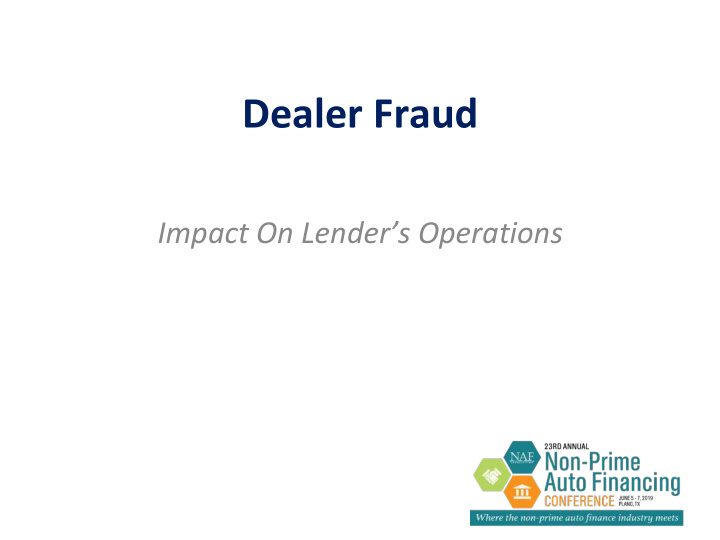 dealer fraud