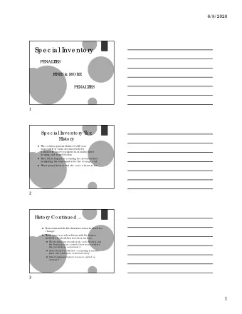 Spe c ia l I  nve nto ry  PE  NAL  T  I  E  S  F  I  NE  S &amp; MORE  PE  NAL  T  I  E  S  1  Spe