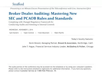 Broker Dealer Auditing: Mastering New  SEC and PCAOB Rules and Standards  Complying with Changed