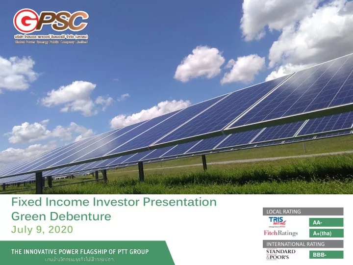 fixed income investor presentation green debenture
