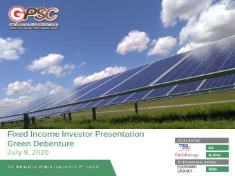 Fixed Income Investor Presentation  Green Debenture  LOCAL RATING  AA-  July 9, 2020  A+(tha)