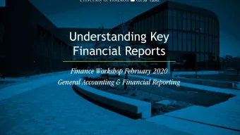 Understanding Key  Financial Reports  Finance Workshop February 2020  General Accounting &amp;