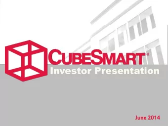 Investor Presentation  Date  Ju  June 201  014  The forward-looking statements contained in this