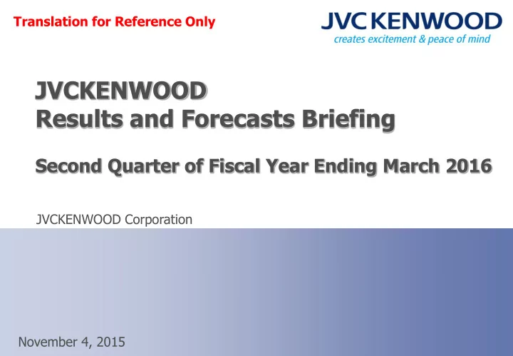 jvckenwood results and forecasts briefing