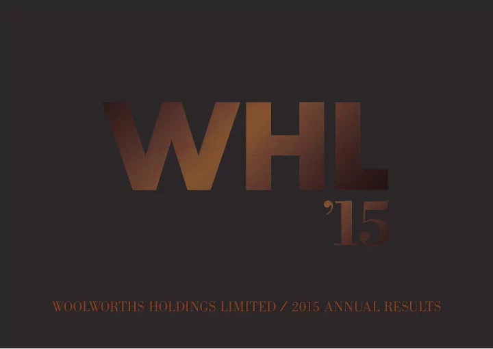 woolworths holdings limited 2015 annual results