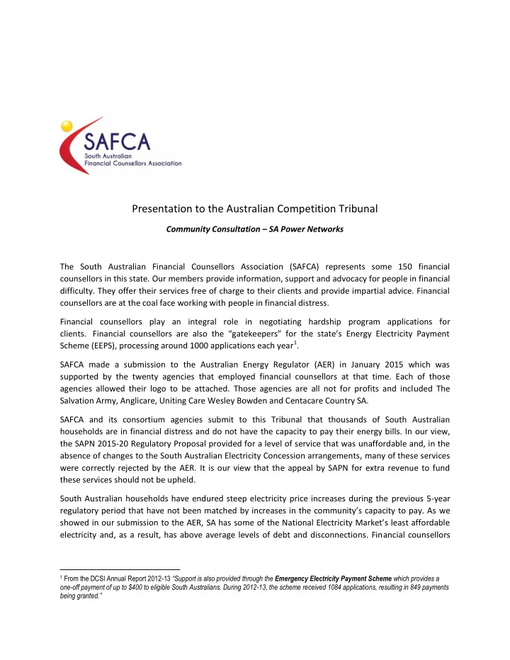presentation to the australian competition tribunal