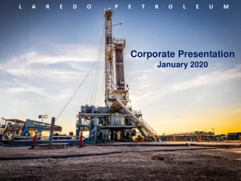 Corporate Presentation  January 2020  Forward-Looking / Cautionary Statements  This presentation,